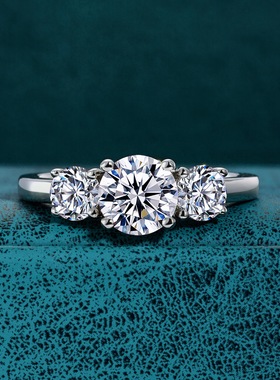 新品S925银镀18K金彩宝宝石莫桑石戒指三生三世钻指戒女款轻奢