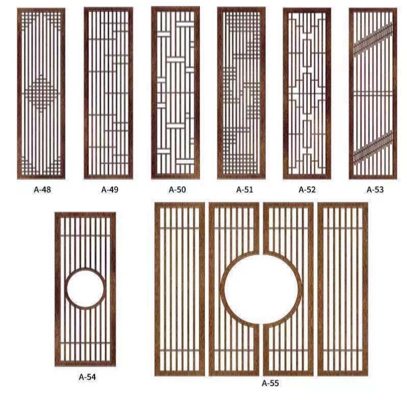 东阳木雕仿古门窗中式镂空实木花格背景墙屏风隔断木格栅窗花 - 图2