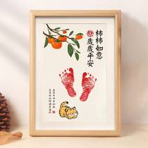 Year-old hand footprints baby Remembrance Tiger 100 days Arrest Week Full Moon Ceremony Photo Frame Hands Imprint Footed props One year old