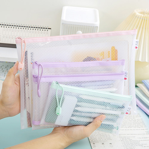 双层EVA超软文件袋网格防水收纳袋a4试卷袋高颜值a5考试用品小号b6收据票据袋一年级铅笔袋手提孕检资料袋 - 图0