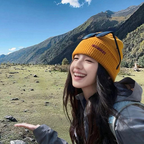 川西旅游登山小黄帽子女冬季户外骑行防风毛线帽滑雪保暖针织冷帽 - 图2