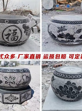 青石柱墩雕花柱顶石木柱底座柱脚石空心包皮柱础石古建园林柱基石