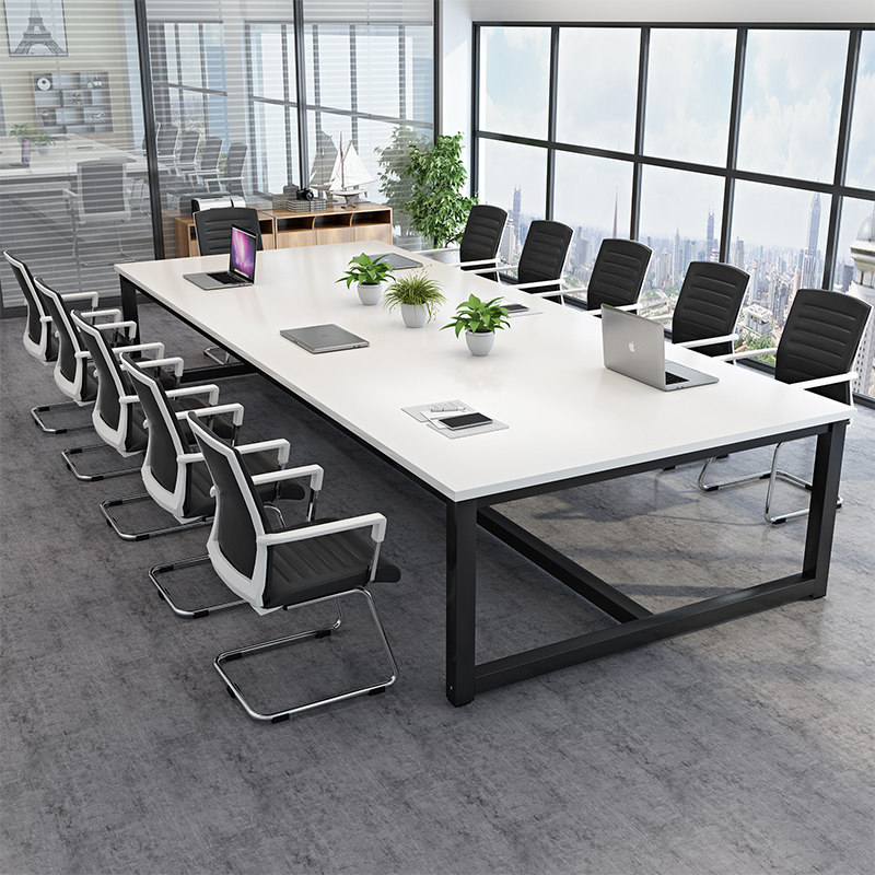 会议桌长桌现代简约桌椅组合培训洽谈桌大型办公会议桌实木工作台