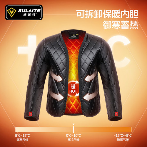 摩托车骑行服男冬季防风复古赛车服反光机车服保暖防摔通勤赛车服 - 图1