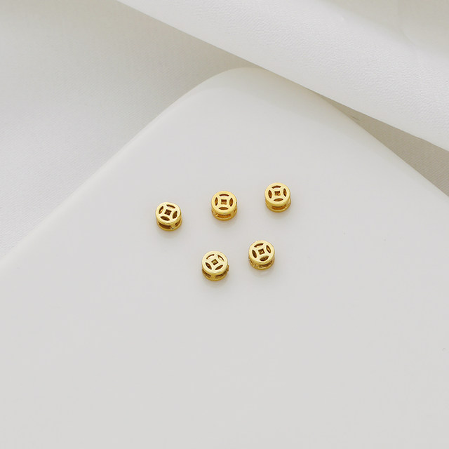 Sand gold bag gold color protection 4mm hollow copper coin separation beads