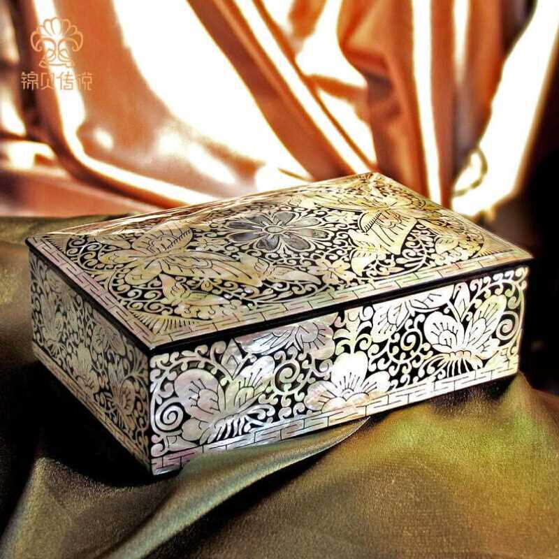 【锦贝传说】螺钿漆器首饰盒木质欧式复古闺蜜结婚礼物简约公主收