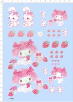 81497 Whole Edition Gluon Rabbit Beauty Rabbit Girl Strawberry Game Machine Shell Water Sticker Model Water Transfer A5