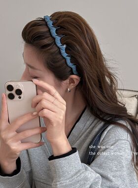 牛仔布艺缠绕齿梳发箍女2025新款