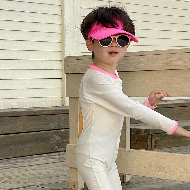 新款儿童中小童男宝宝韩版笑脸连体长袖长裤防晒速干夏季沙滩泳衣,淘宝优惠券,粉丝福利购,淘宝优惠卷