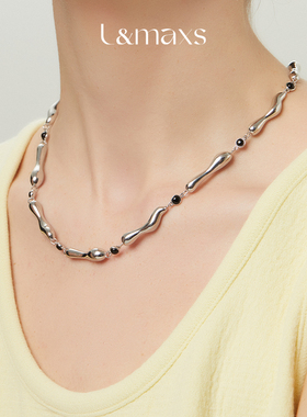 lmaxs黑玛瑙锁骨链颈饰女高级