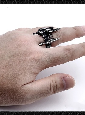 适用泰莉复古黑暗先锋典藏泰银黑暗之冠哥特王冠戒指潮男个a1903