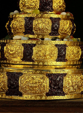 适用用品 尼泊尔工艺纯铜鎏金八吉祥曼扎盘 纯铜 曼达盘曼茶a0065