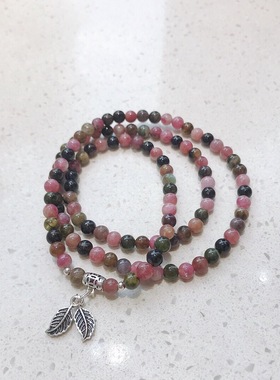 适用天然三圈小颗粒碧玺串珠手链女福晶纳福增强女性魅力水a2190