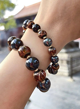 适用直发古法金沙香灰瓷琉璃手串朱砂古法流通雍福手链a2159