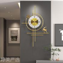 2023 new creative living room grille hanging wall art light extravagant timepiece minimalist modern atmosphere muted clock hanging clock