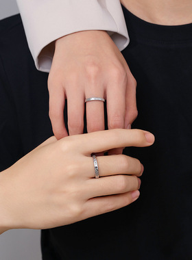 足银时尚简约情侣戒指活口可调节