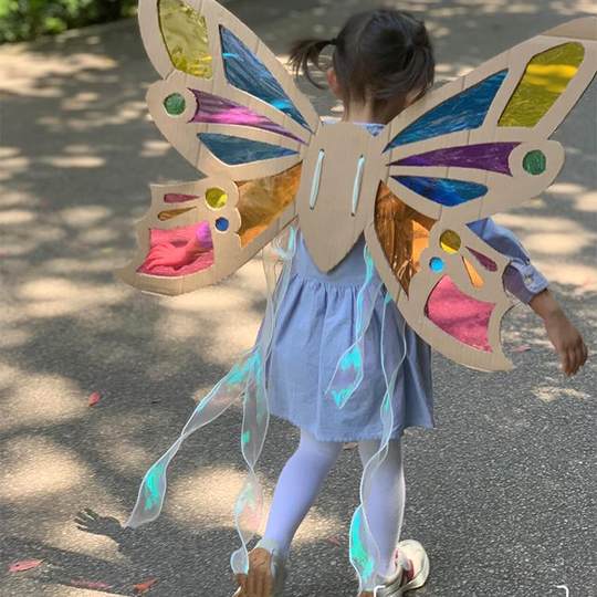 diy光影蝴蝶翅膀材料幼儿园六一儿童节彩色玻璃纸手工纸板七彩透