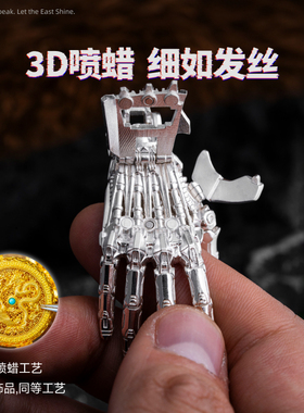 琢匠s925银机械右手吊坠原创正品可动项链配饰钥匙孔挂件复古包挂