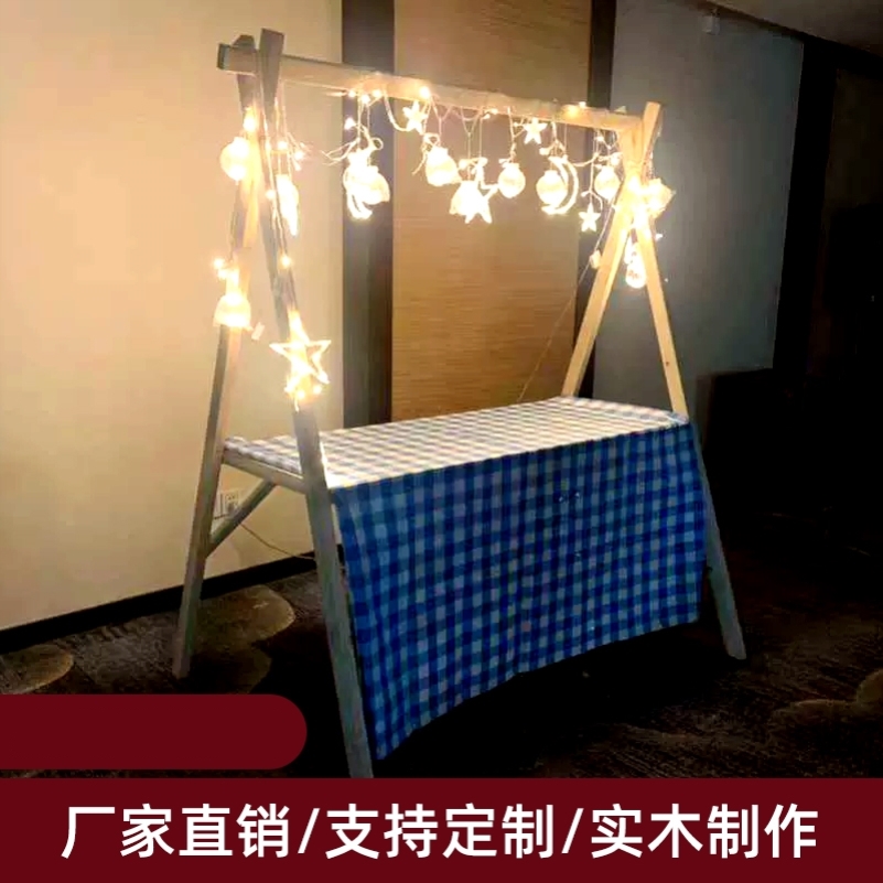 网红款移动集市摊位可折叠户外棚摆摊实木展示架促销花车夜市架子-图2