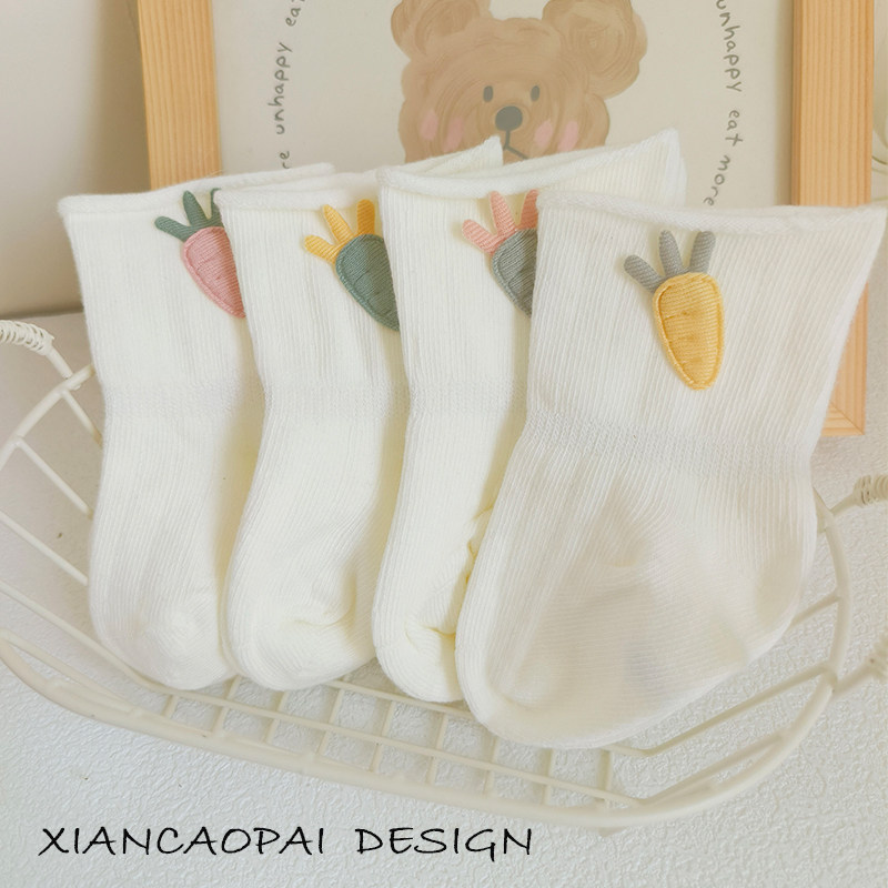 纯白色婴儿袜子春秋棉袜新生儿松口初生胖宝宝袜子无骨秋冬不勒腿,淘宝优惠券,粉丝福利购,淘宝优惠卷