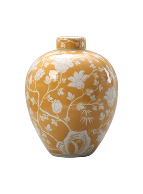 best west 中式复古青花瓷陶瓷花瓶摆件家居感陶罐花器装饰品