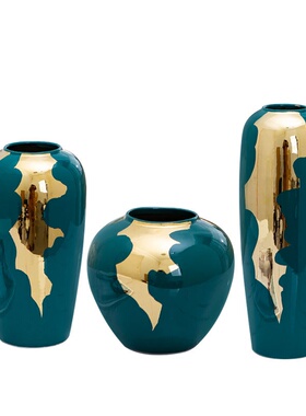 美式陶瓷大花瓶摆件客厅插花餐桌电视柜家居样板房软装饰品