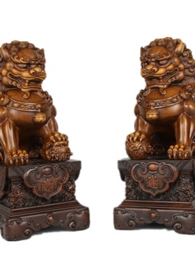 北京狮子摆件一对大号中式家居客厅玄关装饰品手工公司工艺礼品