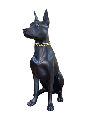 家居客厅装饰看门狗雕塑仿真杜宾犬摆件别墅花园门口大型落地庭院
