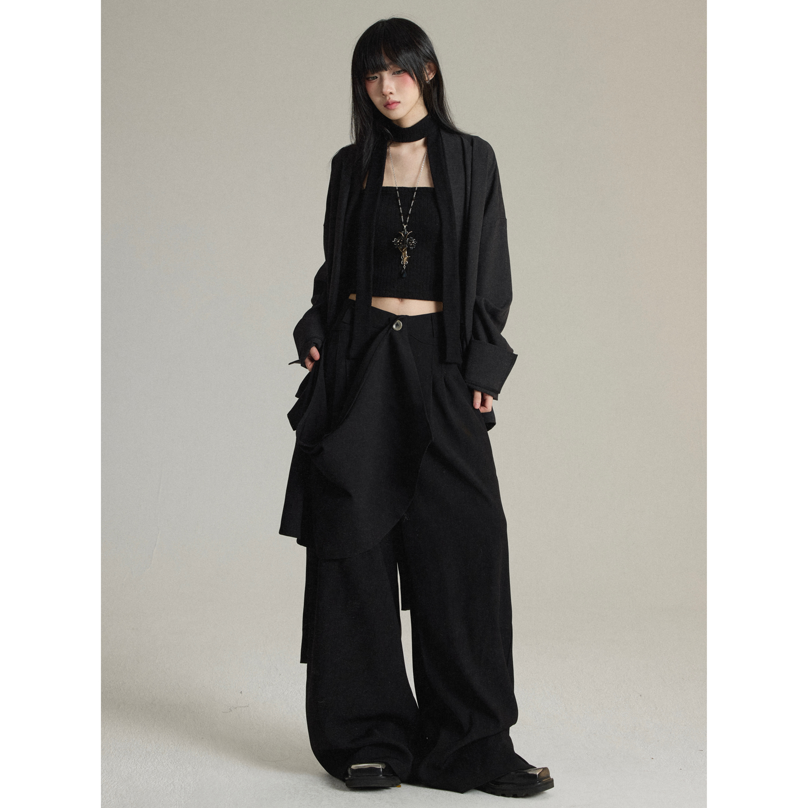 FG721 原创设计感裤裙小众无性别中性山本耀世Lemaire风西装裙裤 - 图3