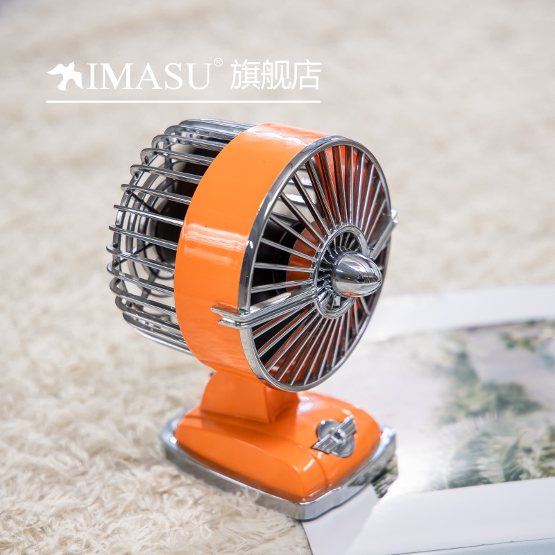 IMASU迷你usb充电桌面风扇办公室宿舍用送女友礼物复古轻音小风扇 - 图2