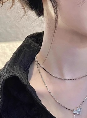 abyb牵绊项链女双层叠戴锁骨链