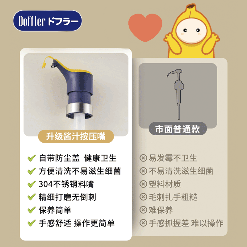 日本doffler蚝油瓶按压嘴泵头按压嘴挤压器家用蚝油瓶按压式油壶 - 图2