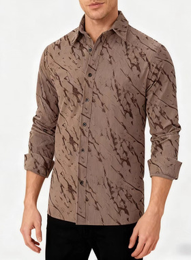 美式商务男士衬衣肌理感衬衫