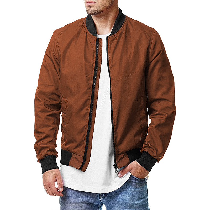 Men's bomber jacket with zipper jacket男式飞行员夹克拉链外套 - 图2