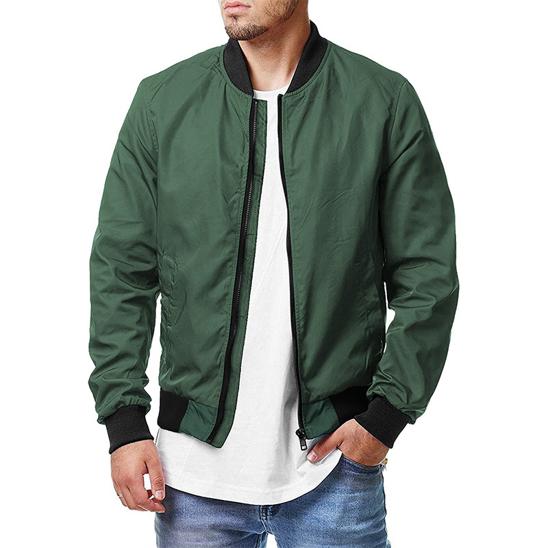 Men's bomber jacket with zipper jacket男式飞行员夹克拉链外套 - 图3