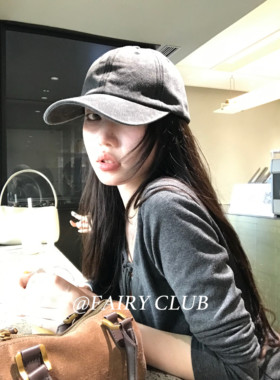 日系复古水洗纯色棒球帽百搭显脸小日常休闲灰色软顶鸭舌帽帽子女