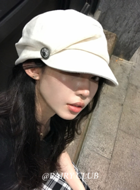 日系慵懒复古贝雷帽百搭显脸小褶皱八角帽堆堆帽大头围云朵帽子女