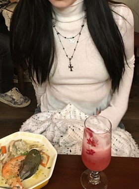 暗黑锆石十字架镶钻串珠项链女长款双层叠戴小众毛衣链辣妹锁骨链