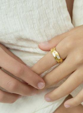 VEKE「金絮」麦穗戒指女轻奢高级戒指女精致简约SR15737A