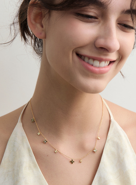 VEKE「庆春泽」优雅复古风四叶草项链经典款奢华锁骨链NC17432A