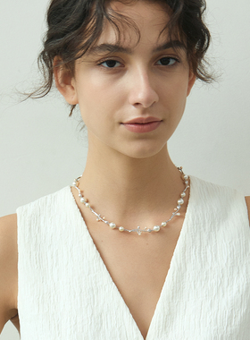 VEKE「星语藤」银项链女精致小众设计锁骨链NC16016A