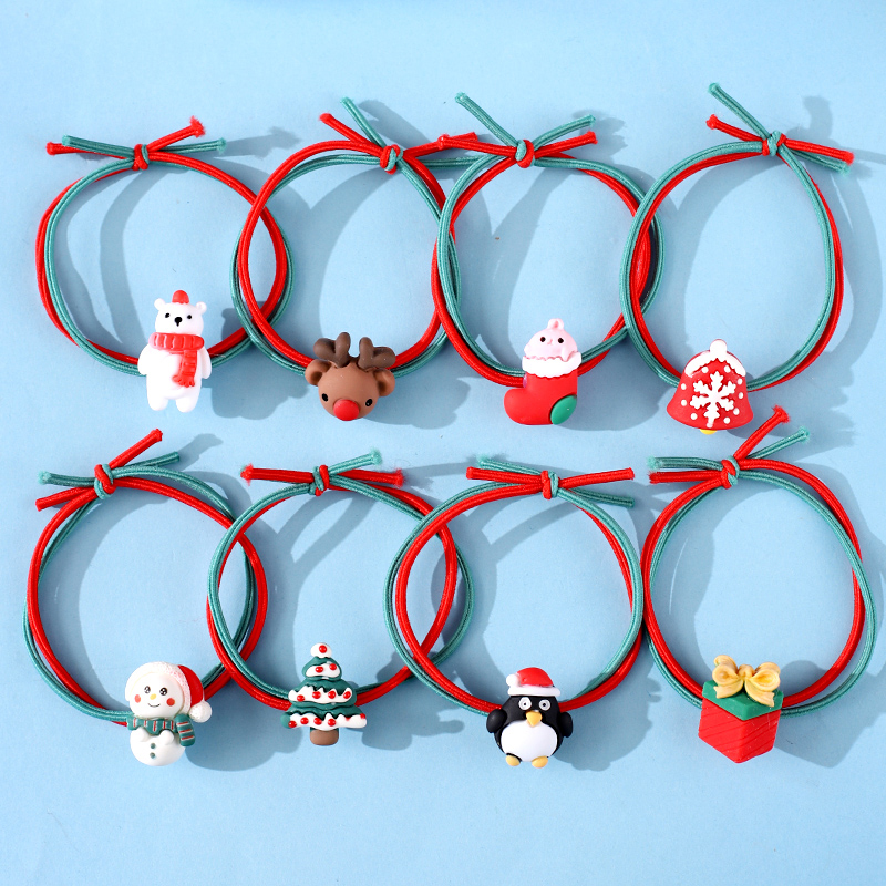 圣诞节儿童发饰可爱发圈红绿发圈女扎头发绳小发卡夹子头饰品宝宝 - 图0