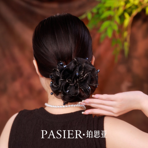 铂思亚复古大肠发圈女绑发花苞头发绳超大蓬松显发量橡皮筋头饰 - 图0