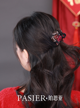 铂思亚小玫瑰发夹女高端系列铜丝拉花新中式小号抓夹精致轻奢发饰