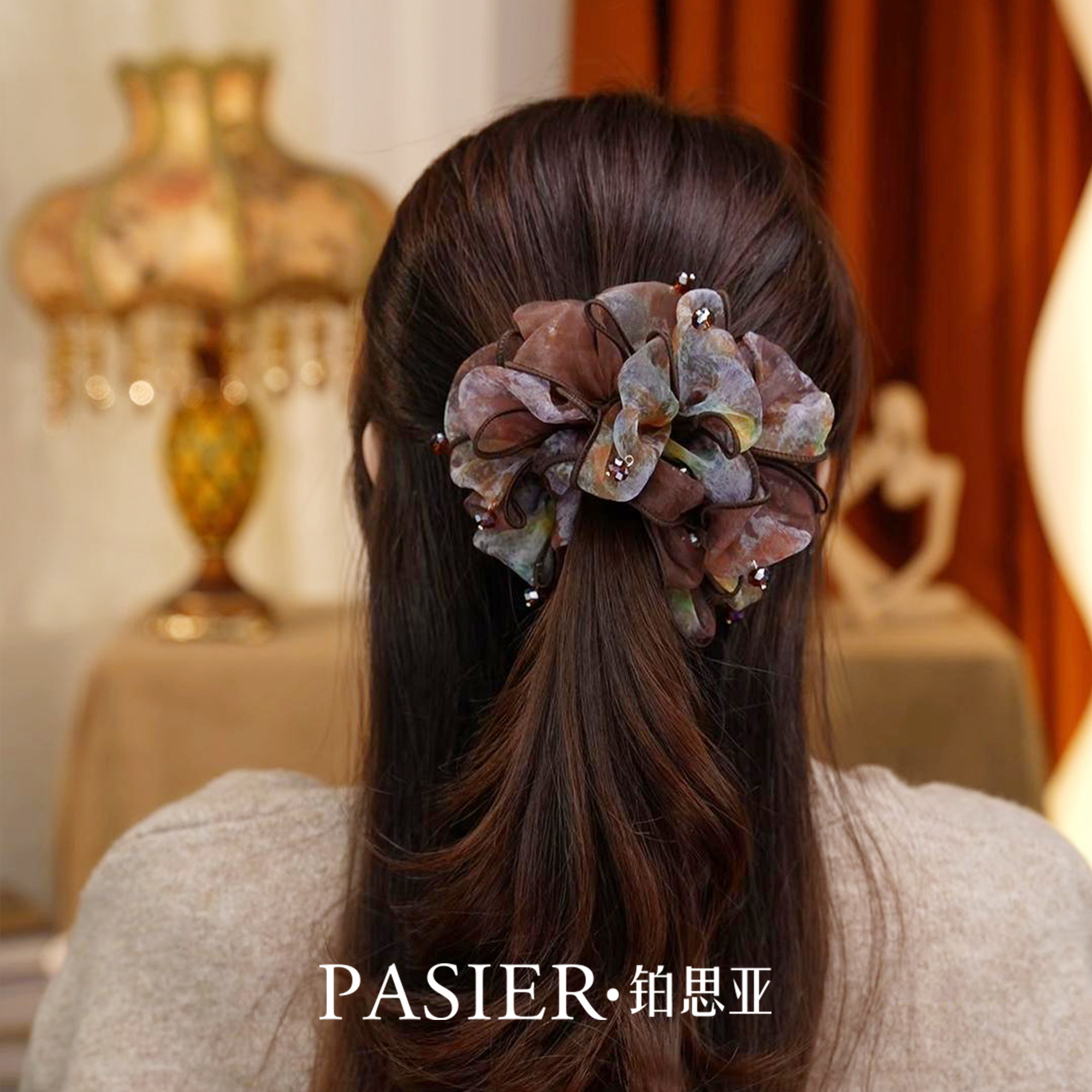 铂思亚雾纱棕林大肠发圈女2026新款头绳时尚蓬松显发量头花饰品,淘宝优惠券,粉丝福利购,淘宝优惠卷