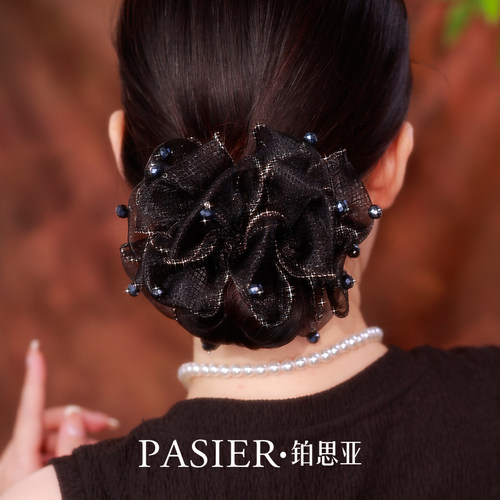 铂思亚复古大肠发圈女绑发花苞头发绳超大蓬松显发量橡皮筋头饰 - 图2