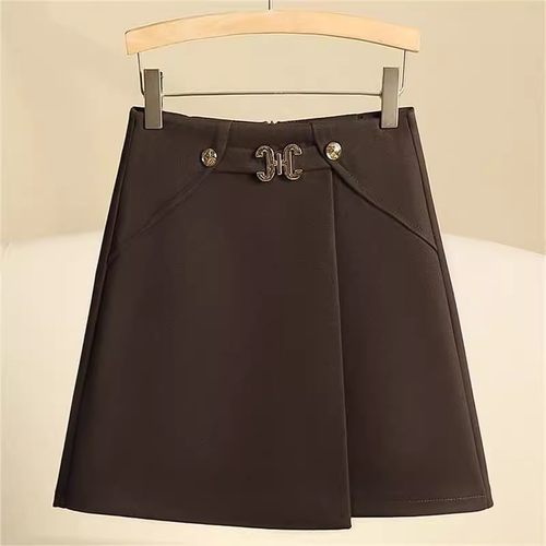 不规则毛呢半身裙女2025秋冬季新款高腰时尚小个子包臀a字短裙子 - 图0