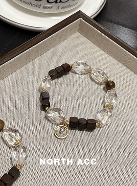 NORTHACC新中式原创天然沉香白水晶随型复古小众高级手串个性百搭