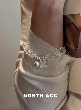 NORTHACC新中式天然小众设计感白水晶手链弹力绳手饰S925纯银