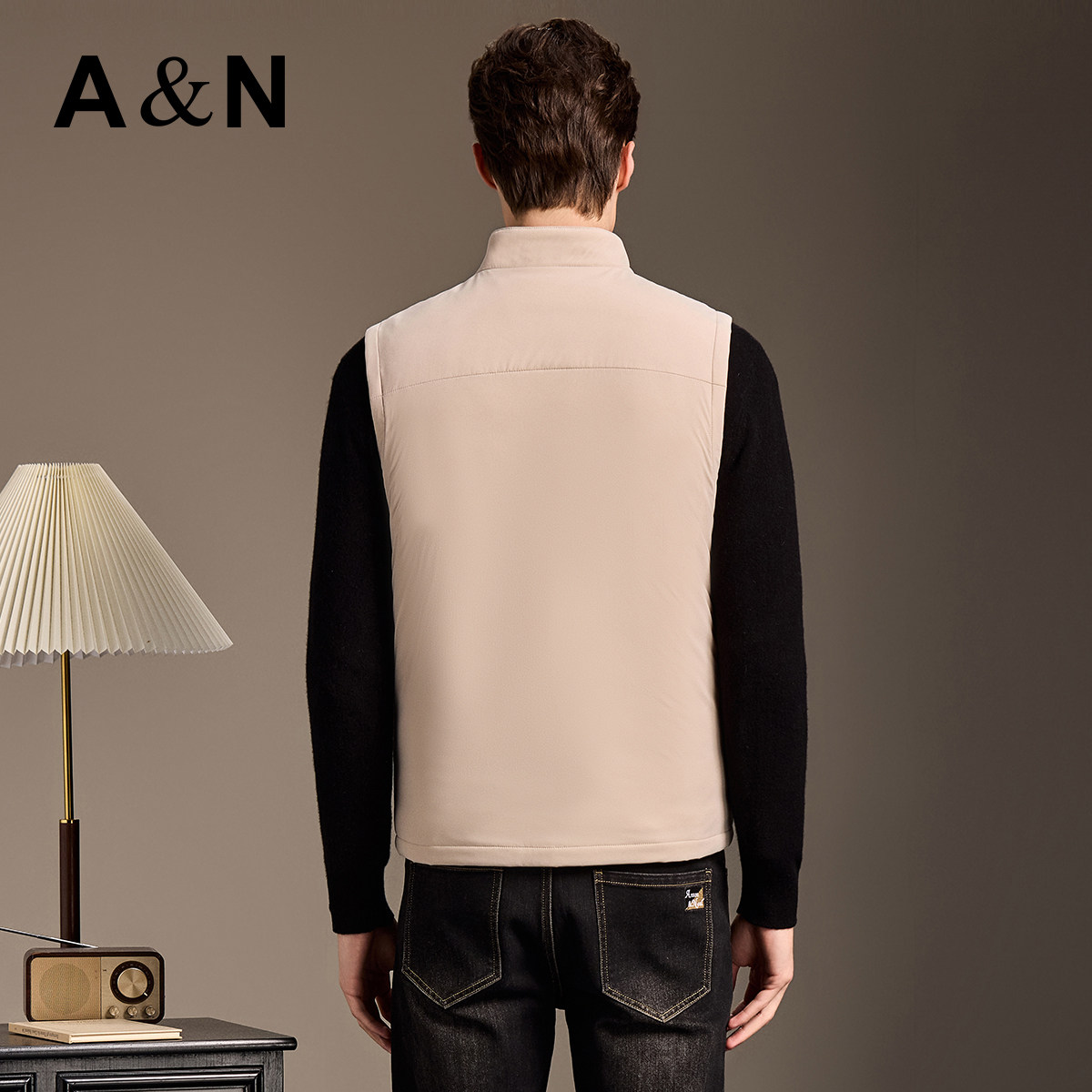 【桑蚕丝&鹅绒填充】AntonNeal男士高级立领羽绒马甲秋冬保暖外搭,淘宝优惠券,粉丝福利购,淘宝优惠卷